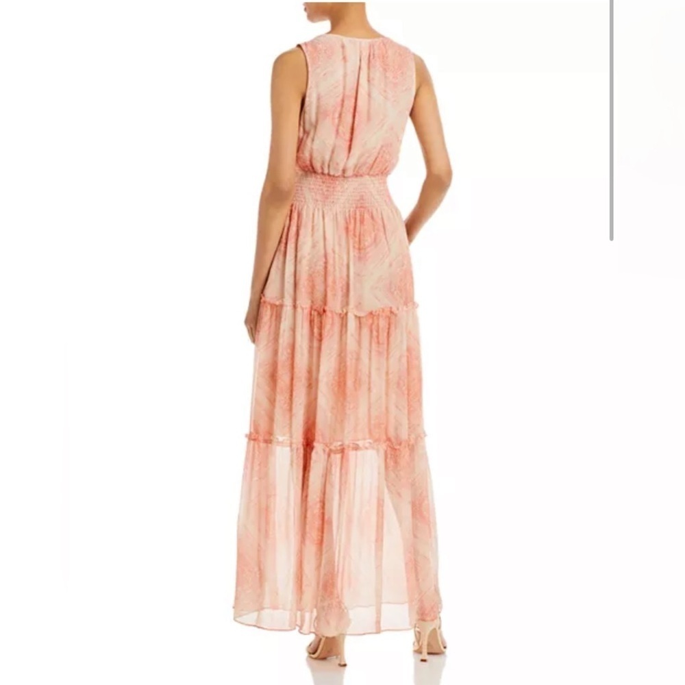NWT Ramy Brook Printed Poppy Peach Maxi Dress Silk Blend Small - Picture 2 of 11